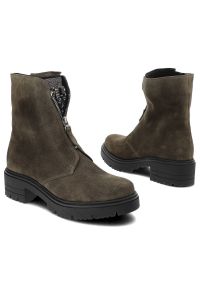 Zielone Botki Armodo Damskie Modne Obuwie. Zapięcie: zamek. Kolor: zielony. Materiał: nubuk. Styl: elegancki #4