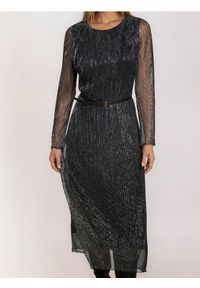 Sinsay - Elegancka sukienka szmizjerka z paskiem - srebrny. Kolor: srebrny. Typ sukienki: szmizjerki. Styl: elegancki #1