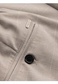 Ombre Clothing - Spodnie męskie w kratkę z gumką w pasie - jasnoszare V1 OM-PACP-0122 - XXL. Kolor: szary. Materiał: elastan, poliester. Wzór: kratka