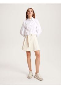 Reserved - Bawełniana spódnica mini - złamana biel. Materiał: bawełna. Wzór: gładki #1