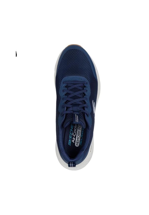 skechers - Męskie EDGERIDE REKZE Sneakersy Granatowy / Biały. Kolor: biały, niebieski, wielokolorowy. Materiał: guma, materiał. Szerokość cholewki: normalna