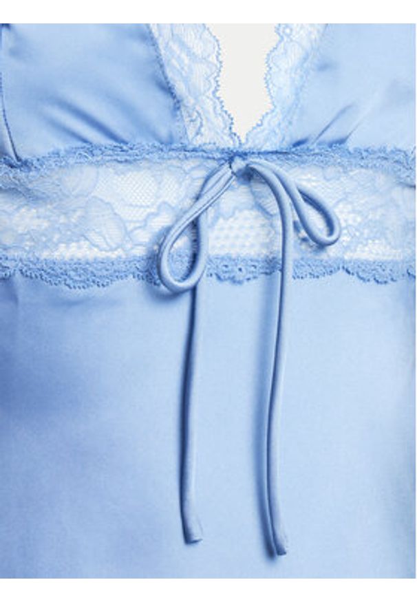 Hunkemöller Koszulka piżamowa Marcela 204993 Niebieski Regular Fit. Kolor: niebieski. Materiał: syntetyk
