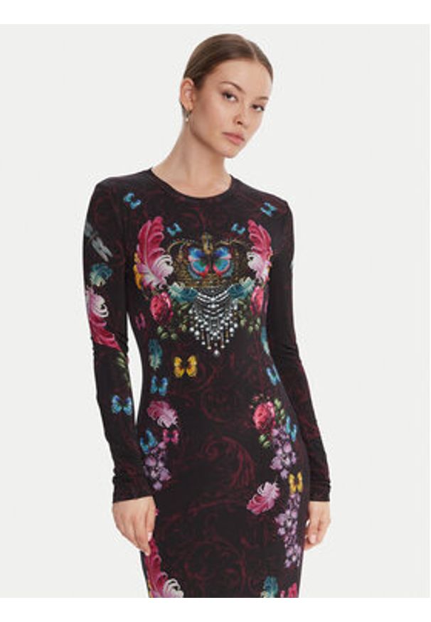 Versace Jeans Couture Sukienka codzienna 79HAO9P0 JS491 Czarny Slim Fit. Okazja: na co dzień. Kolor: czarny. Materiał: wiskoza. Typ sukienki: proste. Styl: casual