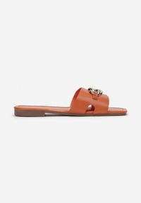 Renee - Pomarańczowe Klapki Nonbey. Nosek buta: otwarty. Kolor: pomarańczowy. Wzór: jednolity. Obcas: na płaskiej podeszwie #4
