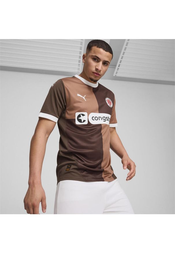 Puma - Męska koszulka domowa FC St. Pauli 24/25 PUMA Espresso Brown White. Kolor: brązowy, biały, wielokolorowy. Sport: piłka nożna