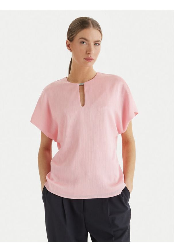 Calvin Klein Bluzka LV044F150G Różowy Regular Fit. Kolor: różowy. Materiał: syntetyk