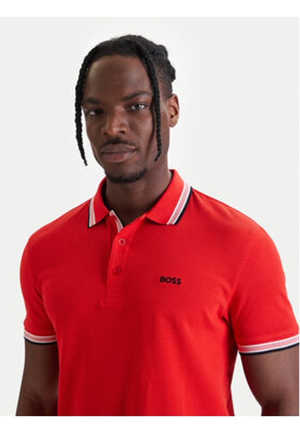 BOSS Polo Paddy 50469055 Czerwony Regular Fit. Typ kołnierza: polo. Kolor: czerwony. Materiał: bawełna