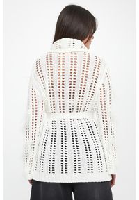 Twinset Milano - Kardigan damski ażurowy z piórkami TWINSET. Wzór: ażurowy #2