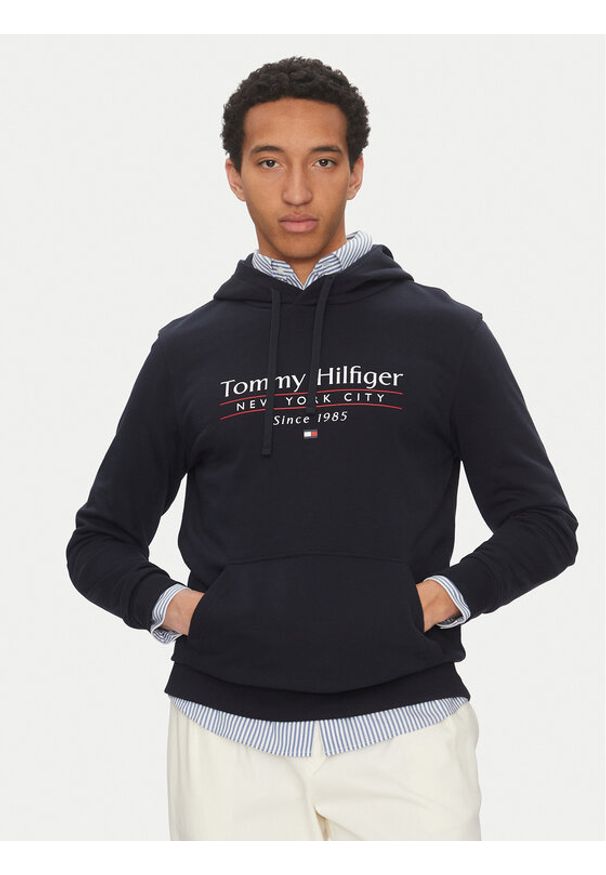 TOMMY HILFIGER - Tommy Hilfiger Bluza Center Stack MW0MW38672 Granatowy Regular Fit. Kolor: niebieski. Materiał: bawełna