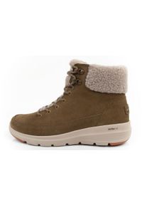 skechers - Buty zimowe sportowe damskie Skechers Glacial Ultra-Woodlands. Kolor: zielony. Materiał: zamsz, skóra, futro. Szerokość cholewki: normalna. Sezon: zima