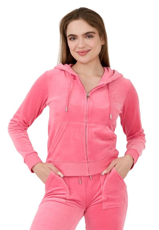 Juicy Couture - JUICY COUTURE Różowa damska bluza Robertson Hoodie, Rozmiar XL. Kolor: różowy
