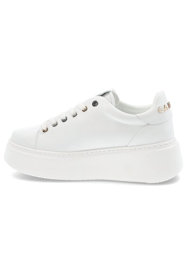 Białe Sneakersy Carinii Modne Obuwie Damskie Na Platformie. Kolor: biały. Materiał: materiał. Obcas: na platformie. Styl: sportowy, elegancki