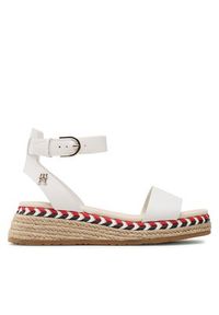 TOMMY HILFIGER - Tommy Hilfiger Espadryle Low Wedge Sandal FW0FW07080 Biały. Kolor: biały. Materiał: skóra #5