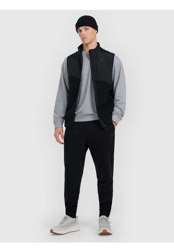 4f - 4F Bluza dresowa nierozpinana bez kaptura męska - szara S. Okazja: na co dzień. Typ kołnierza: bez kaptura. Kolor: szary. Materiał: dresówka. Styl: casual