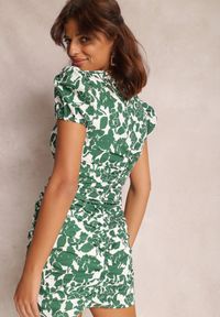 Renee - Zielona Sukienka Adedoc. Kolor: zielony. Materiał: bawełna. Długość rękawa: krótki rękaw. Wzór: aplikacja. Długość: mini #2