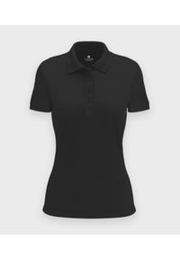 MegaKoszulki - Damska koszulka polo (bez nadruku, gładka) - czarna. Typ kołnierza: polo. Kolor: czarny. Materiał: bawełna. Wzór: gładki #1