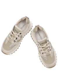 Beżowe Sneakersy Vinceza Modne Obuwie Damskie. Kolor: beżowy. Materiał: skóra, materiał. Szerokość cholewki: normalna #5