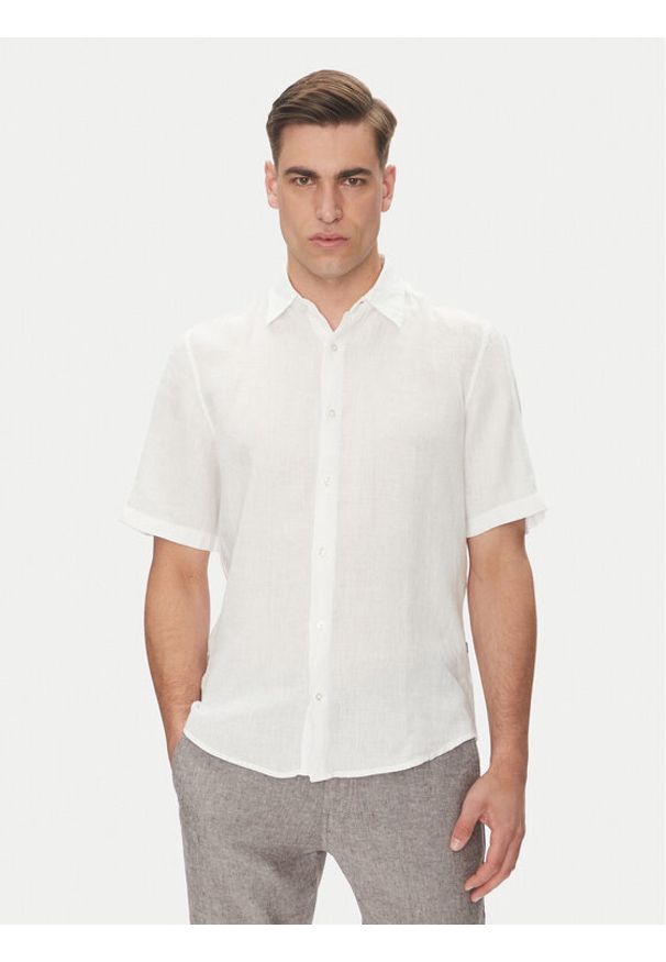 BOSS Koszula 50537382 Biały Regular Fit. Kolor: biały. Materiał: len