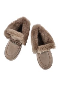 Big-Star - Beżowe Śniegowce Big Star Ocieplane Obuwie Damskie. Okazja: na co dzień. Kolor: beżowy. Materiał: zamsz, futro. Szerokość cholewki: normalna. Sezon: zima. Styl: casual, elegancki #3