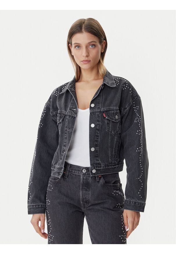 Levi's® Kurtka jeansowa 90s Trucker A9456-0003 Czarny Relaxed Fit. Kolor: czarny. Materiał: bawełna