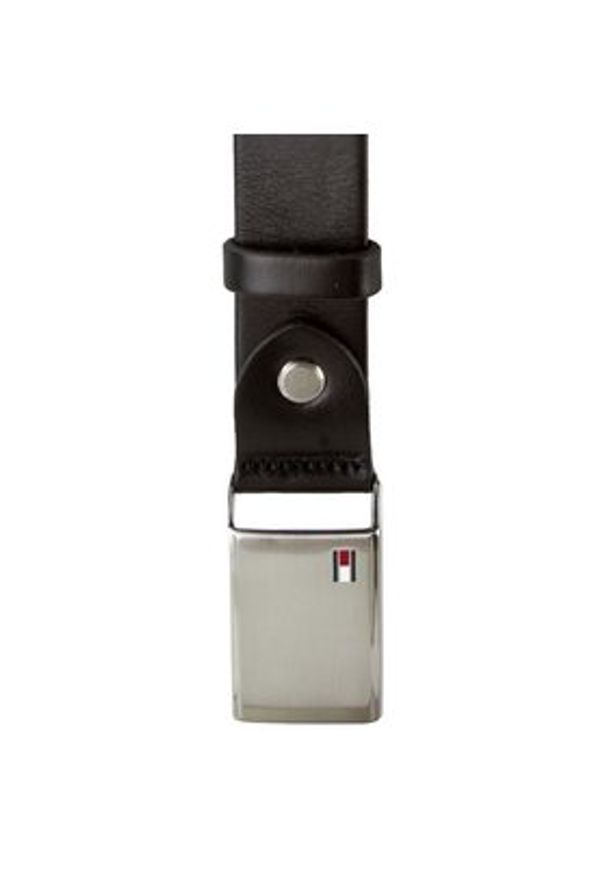 TOMMY HILFIGER - Tommy Hilfiger Pasek Męski Th Plaque Belt 3.5 Adj AM0AM01995 Czarny. Kolor: czarny. Materiał: skóra