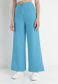 Born2be - Niebieskie Spodnie Szerokie Antile. Stan: podwyższony. Kolor: niebieski. Materiał: koronka. Długość: krótkie. Wzór: gładki. Styl: elegancki #3