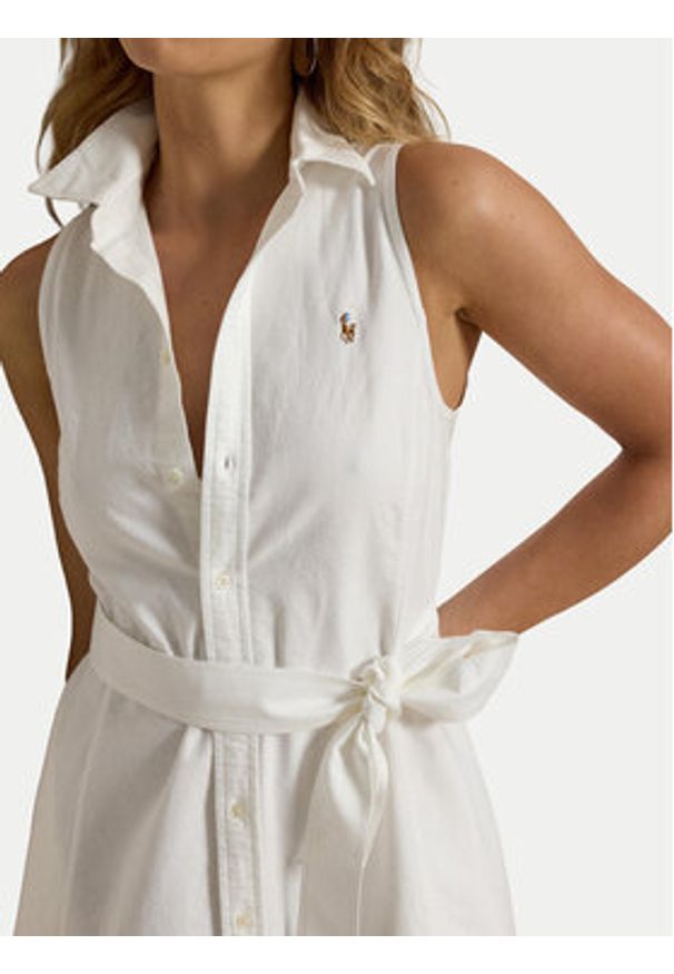 Polo Ralph Lauren Sukienka koszulowa 211968897001 Biały Regular Fit. Typ kołnierza: polo. Kolor: biały. Materiał: bawełna. Typ sukienki: koszulowe