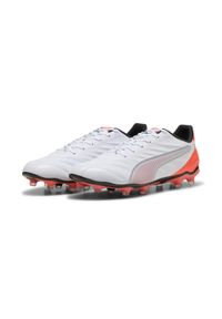 Puma - Buty piłkarskie unisex KING PRO FG/AG PUMA White Silver Glowing Red Metallic. Kolor: czerwony, szary, biały, wielokolorowy. Sport: piłka nożna