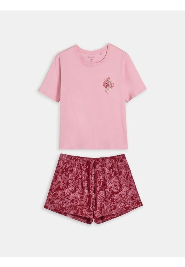 Sinsay - Bawełniana piżama dwuczęściowa - różowy. Kolor: różowy. Materiał: bawełna