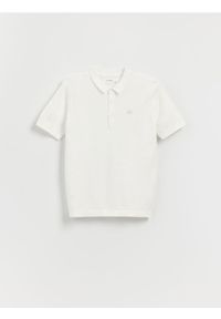 Reserved - T-shirt polo - złamana biel. Typ kołnierza: polo. Materiał: bawełna, dzianina