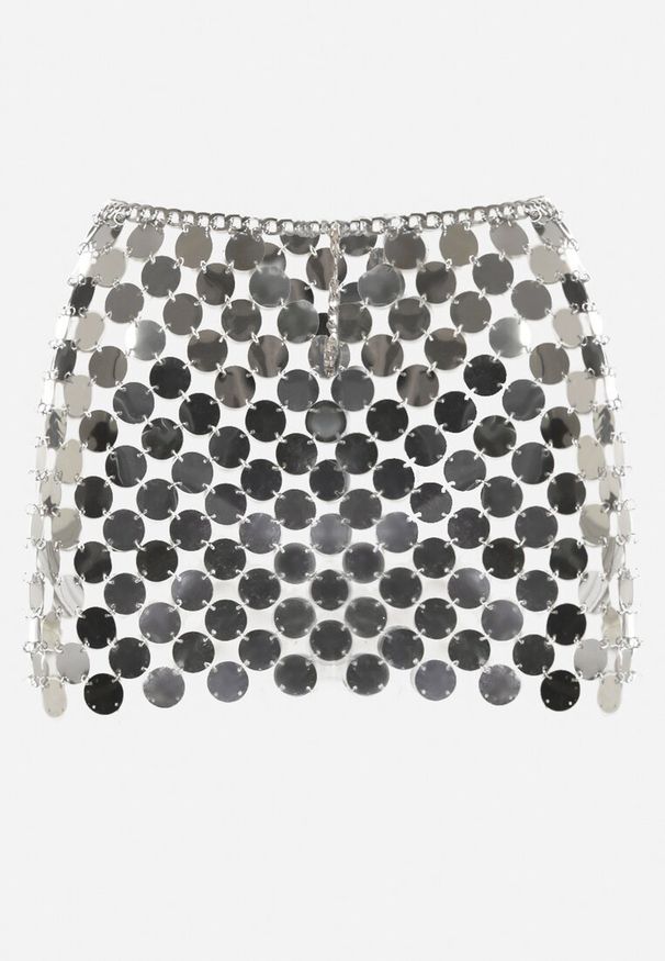 Born2be - Srebrna Siateczkowa Narzutka na Spódnicę z Cekinów Arandors. Okazja: na co dzień. Stan: obniżony. Kolor: srebrny. Wzór: aplikacja. Styl: glamour, casual