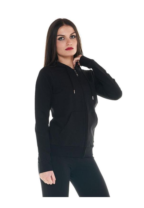LEONE 1947 APPAREL - Damska podstawowa bluza z kapturem i zamkiem. Typ kołnierza: kaptur. Kolor: czarny. Materiał: tkanina. Sport: fitness