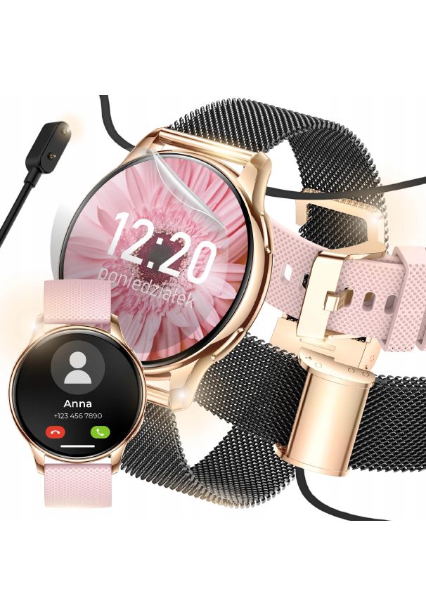 JG Smart - SMARTWATCH ZEGAREK DAMSKI MENU PL ROZMOWY POWIADOMIENIA SPORT SMART WATCH. Rodzaj zegarka: smartwatch. Styl: sportowy