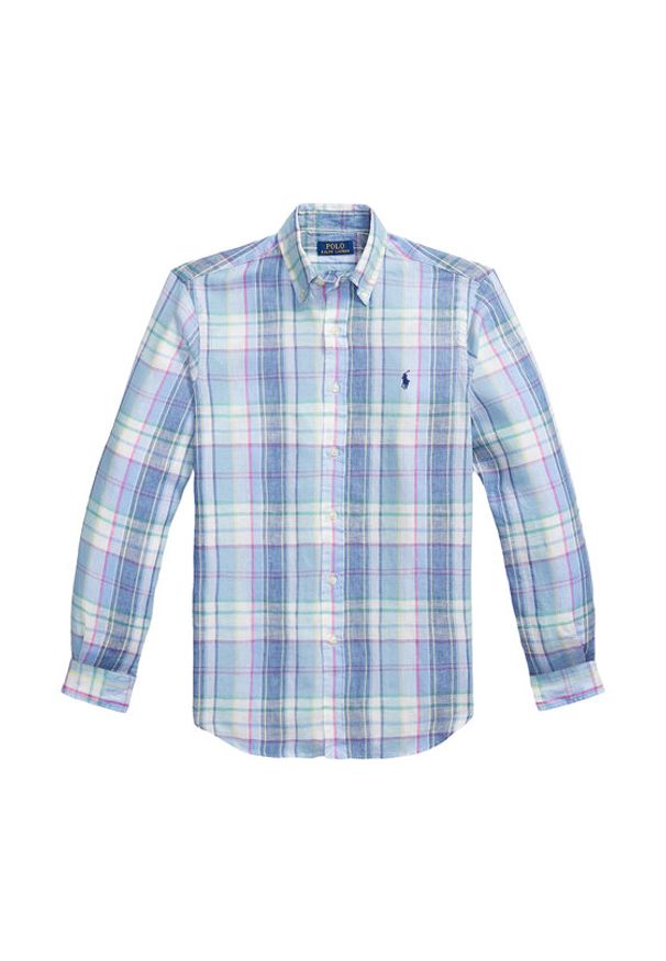 Polo Ralph Lauren Koszula 710B16705002 Niebieski Regular Fit. Typ kołnierza: polo. Kolor: niebieski. Materiał: len