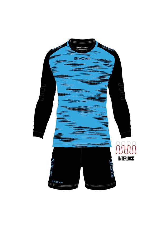 Dres piłkarski męski Givova Difesa. Kolor: czarny, niebieski, wielokolorowy. Materiał: dresówka. Sport: piłka nożna