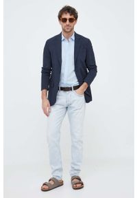 Liu Jo koszula z domieszką lnu kolor niebieski regular z kołnierzykiem klasycznym. Typ kołnierza: kołnierzyk klasyczny. Kolor: niebieski. Materiał: len. Styl: klasyczny #3