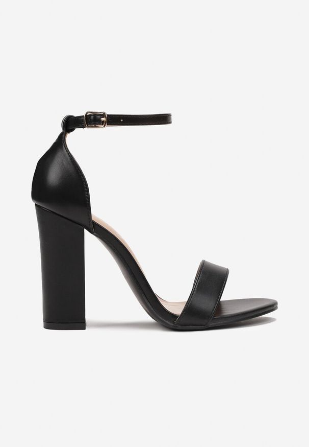 Born2be - Czarne Sandały na Słupku z Kwadratowym Noskiem Charisse. Kolor: czarny. Obcas: na słupku. Styl: glamour, elegancki