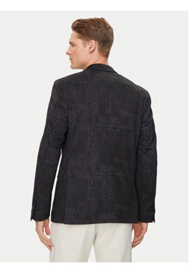 Karl Lagerfeld - KARL LAGERFELD Marynarka 155205 541007 Czarny Slim Fit. Typ kołnierza: dekolt w karo. Kolor: czarny. Materiał: syntetyk
