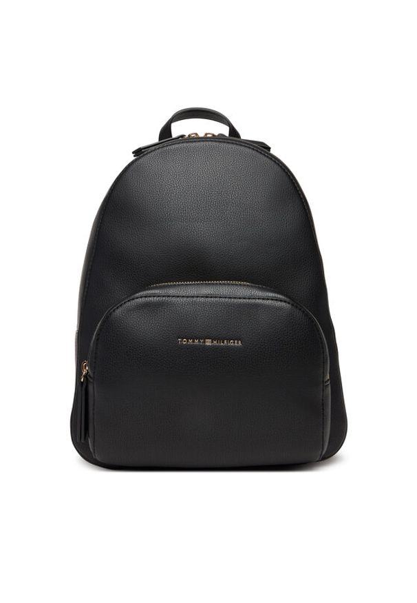 TOMMY HILFIGER - Tommy Hilfiger Plecak Th Logo Backpack AW0AW18118 Czarny. Kolor: czarny. Materiał: skóra