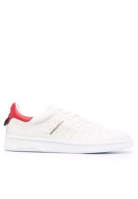 DSQUARED2 - Białe sneakersy z logo na pięcie. Kolor: biały. Wzór: nadruk