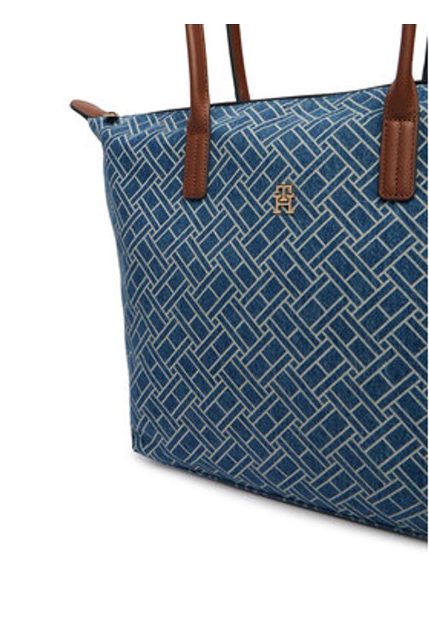 TOMMY HILFIGER - Tommy Hilfiger Torebka Popette Tote Denim Flag AW0AW18613 Niebieski. Kolor: niebieski