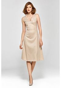 Colett - Elegancka lekko rozkloszowana sukienka z dekoltem V. Długość rękawa: krótki rękaw. Styl: elegancki #2