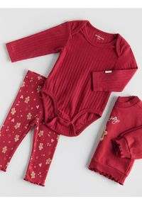 Reserved - Prążkowane body - czerwony. Kolor: czerwony. Materiał: prążkowany #1