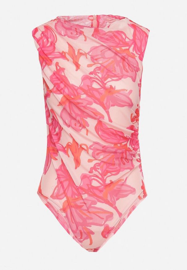 Born2be - Różowe Siateczkowe Body w Kwiaty Efiliss. Okazja: na co dzień. Kolor: różowy. Materiał: tkanina. Wzór: kwiaty. Sezon: lato. Styl: casual