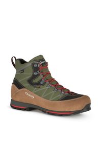 Buty sportowe trekkingowe męskie Aku Trekker WIDE Gore-tex skóra. Kolor: zielony, wielokolorowy, brązowy. Materiał: skóra. Szerokość cholewki: normalna. Technologia: Gore-Tex
