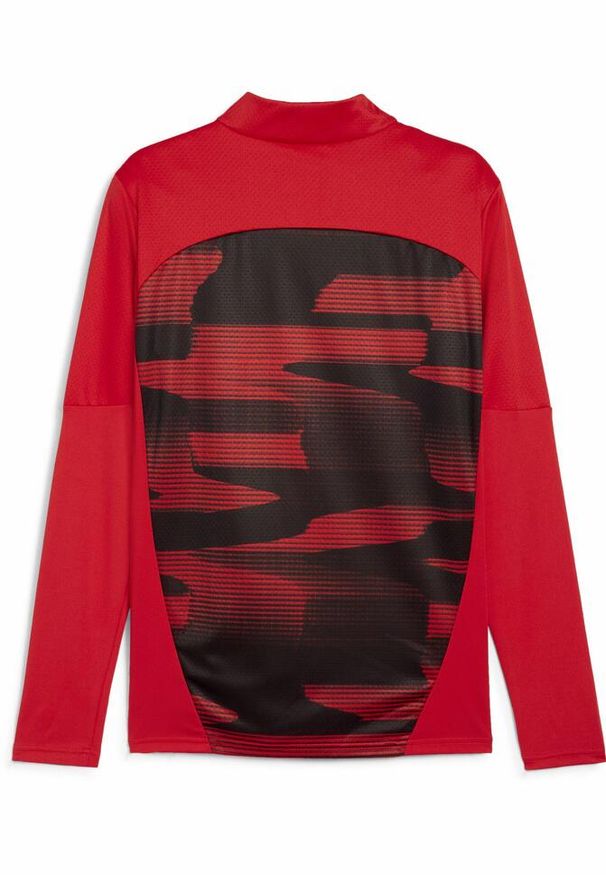 Puma - Męska bluza przedmeczowa z zamkiem 1/4 AC Milan PUMA For All Time Red Black. Kolor: czerwony, wielokolorowy, czarny. Długość rękawa: długi rękaw. Długość: długie