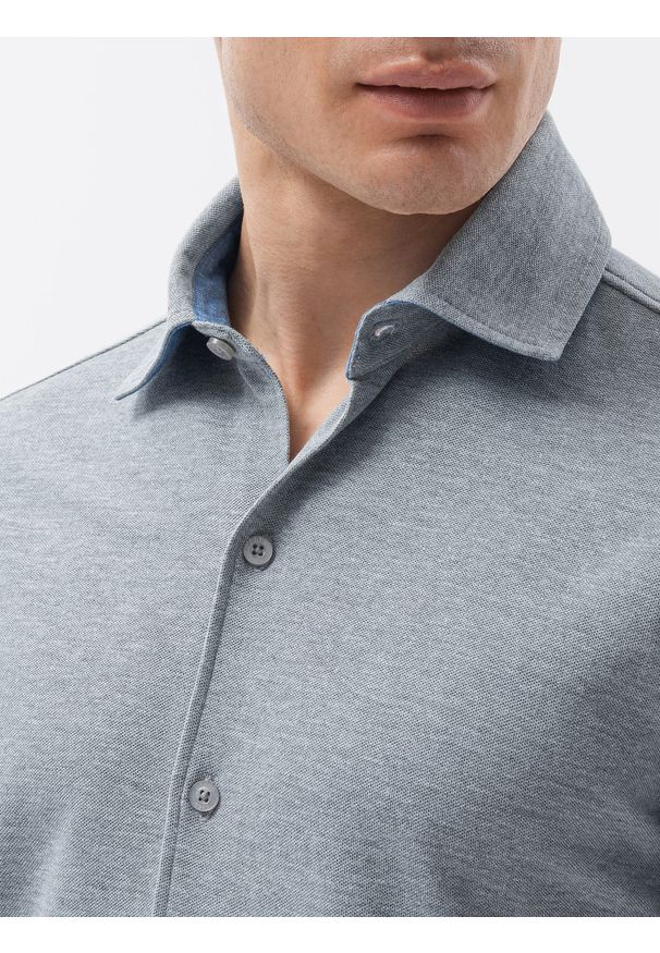 Szara koszula Ombre Clothing z długim rękawem, długa