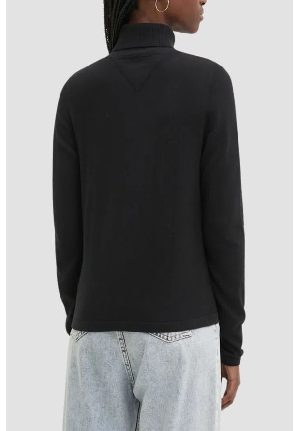 Tommy Jeans - TOMMY JEANS Czarny damski golf, Rozmiar M. Typ kołnierza: golf. Kolor: czarny. Materiał: materiał. Styl: elegancki