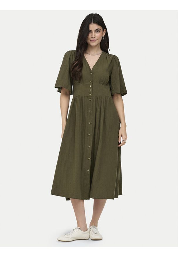 only - ONLY Sukienka codzienna Tizana 15373535 Zielony Regular Fit. Okazja: na co dzień. Kolor: zielony. Materiał: bawełna. Typ sukienki: proste. Styl: casual