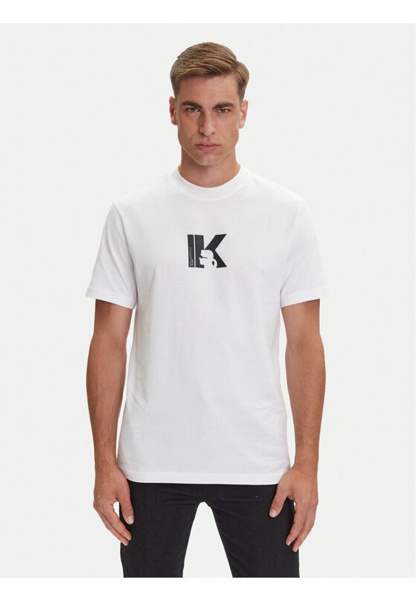 Karl Lagerfeld Jeans T-Shirt A3M17057 Biały Regular Fit. Kolor: biały. Materiał: bawełna